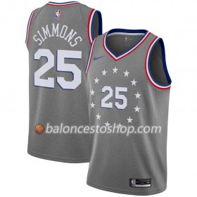 Camiseta Hombre NBA Philadelphia 76ers Ben Simmons 25 2018-19 Nike City Edition Gris Swingman